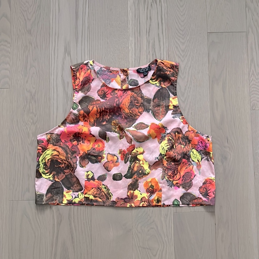 Topshop crop flower tank top